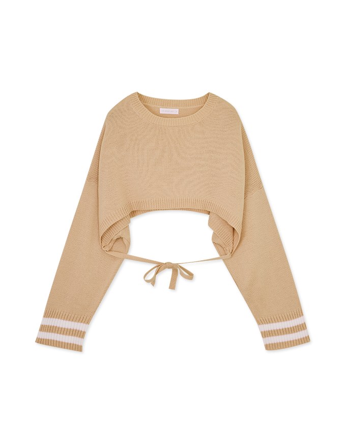 Preppy Style Tie Knit Crop Top