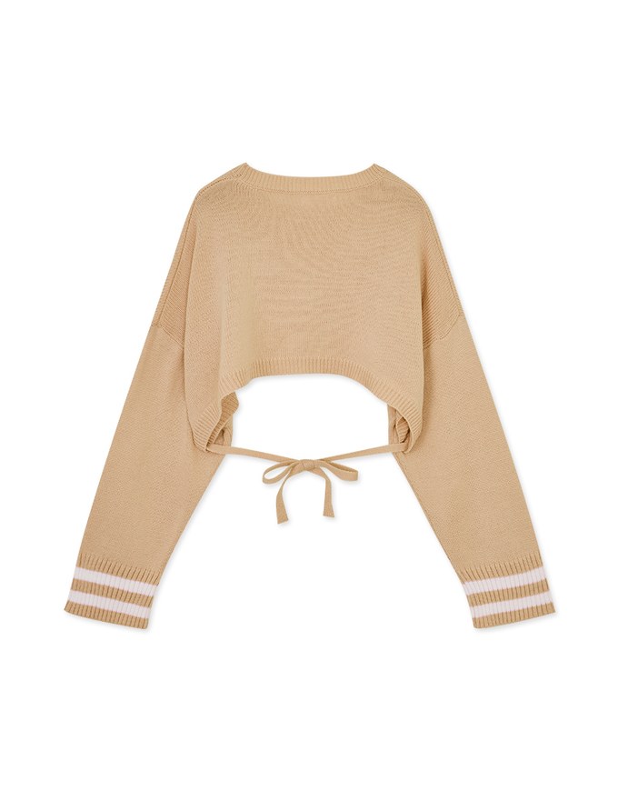 Preppy Style Tie Knit Crop Top