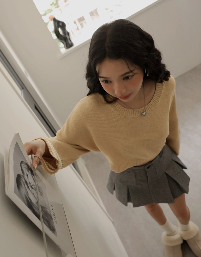 Preppy Style Tie Knit Crop Top