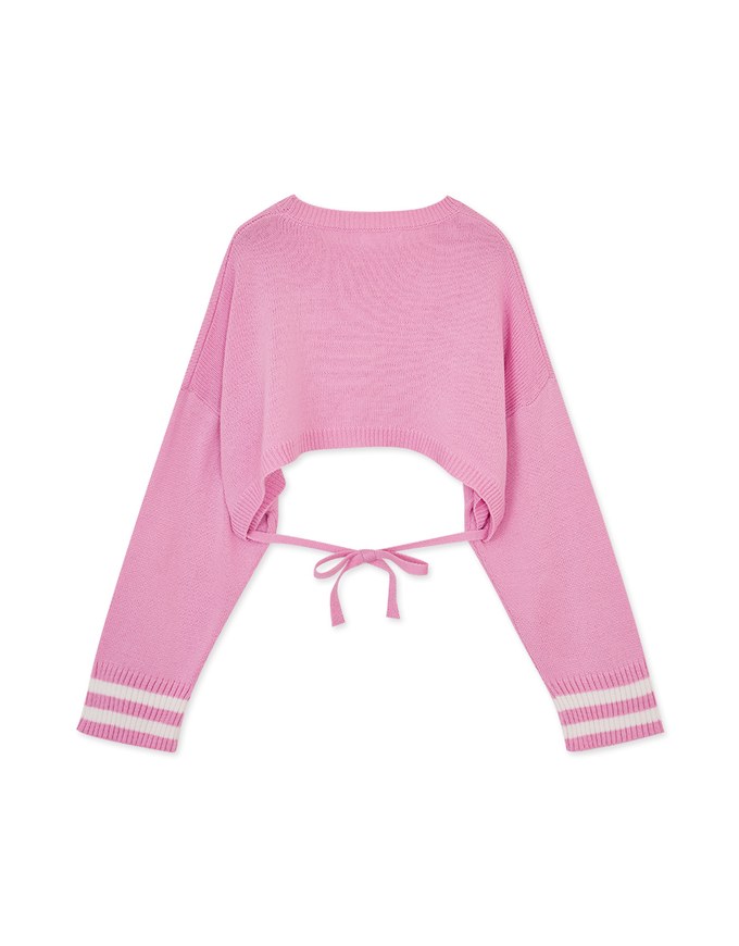 Preppy Style Tie Knit Crop Top