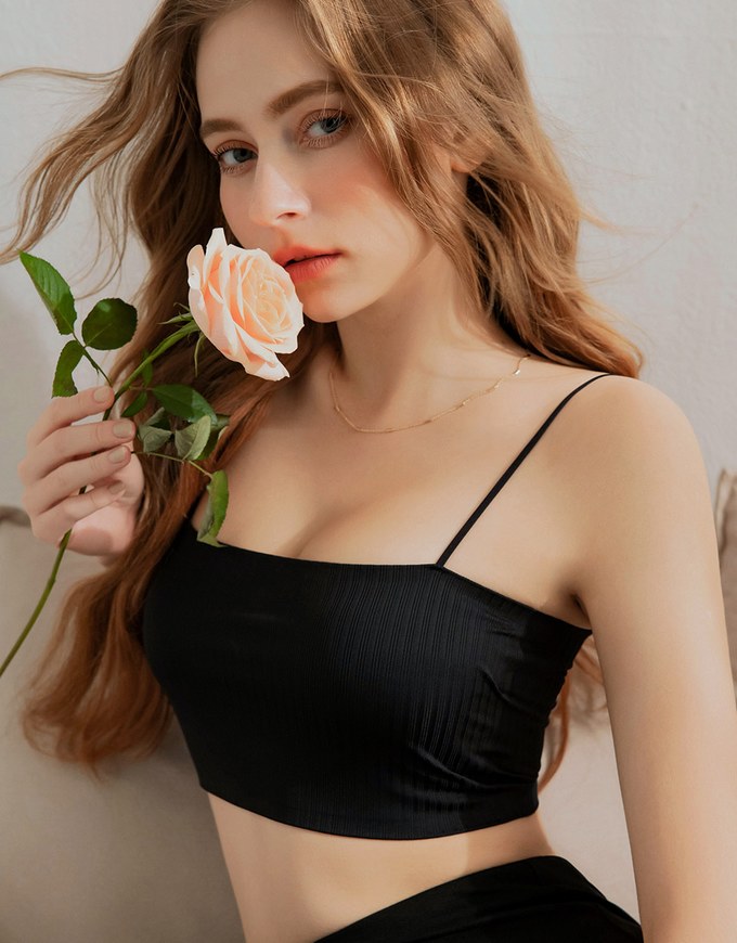 Airy Cooling Padded Tube Camisole With Straps Bra Top
