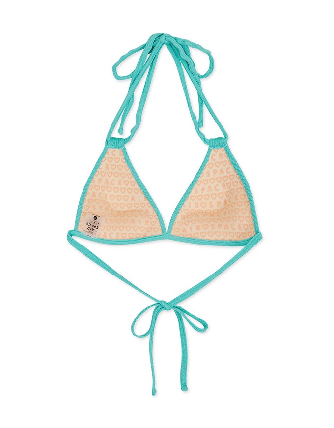 【PUSH UP】3Way Textured Neon Color Bikini Top With Double Strap And Bra Padded