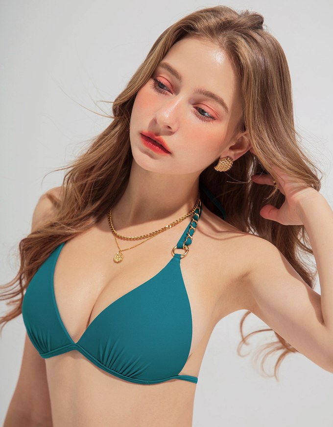 【PUSH UP】 2 Way Gold Chain Strap Bikini With Bra Padded