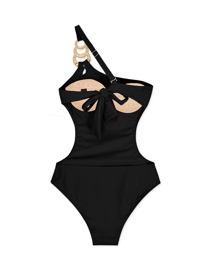 2Way One-Shoulder Rhinestone One-Piece Swimsuit