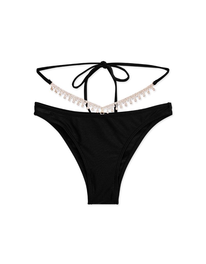 2-Way Rhinestone Tassel Cheeky Bikini Bottom