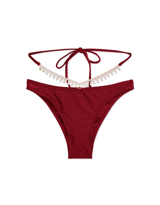2-Way Rhinestone Tassel Cheeky Bikini Bottom