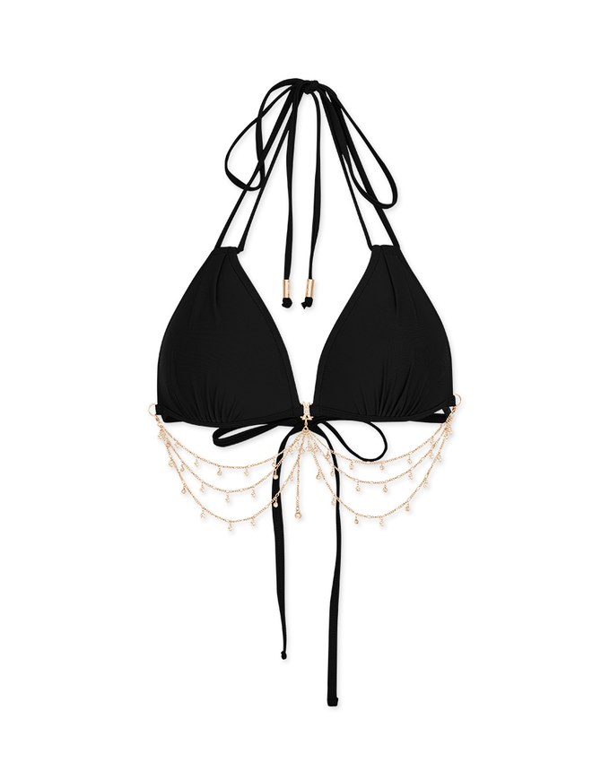 【PUSH UP】2Way Mermaid Rhinestone Chain Double Strap Bikini