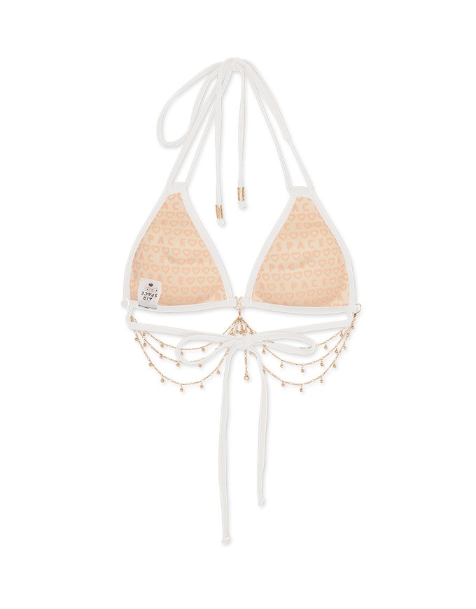 【PUSH UP】2Way Mermaid Rhinestone Chain Double Strap Bikini