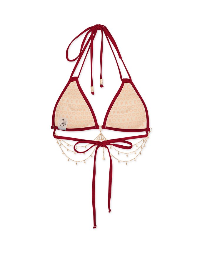 【PUSH UP】2Way Mermaid Rhinestone Chain Double Strap Bikini