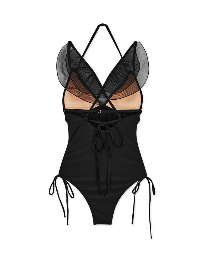 【Lisa's Design】Tall Girl- Angel's Wings One-Piece Swimsuit Push Up Bra Padded ( Extended Bodice Length )