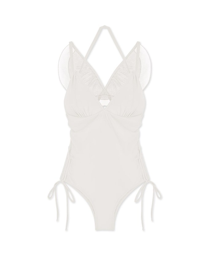 【Lisa's Design】Tall Girl- Angel's Wings One-Piece Swimsuit Push Up Bra Padded ( Extended Bodice Length )