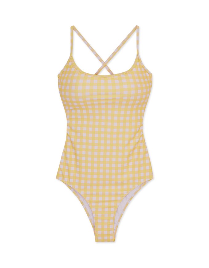 【I am CIRCLE】Collab- Plaid Lace-Up One-Piece Swimsuit