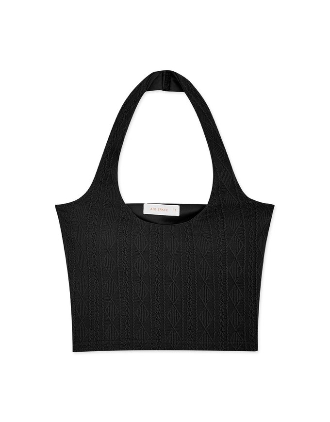 Halter Knit Low Back Vest Bra Top