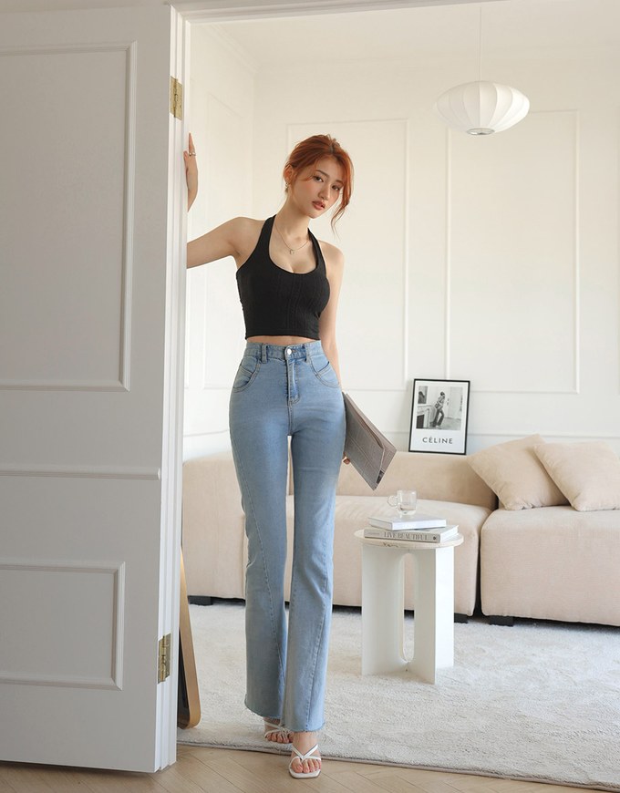 Halter Knit Low Back Vest Bra Top