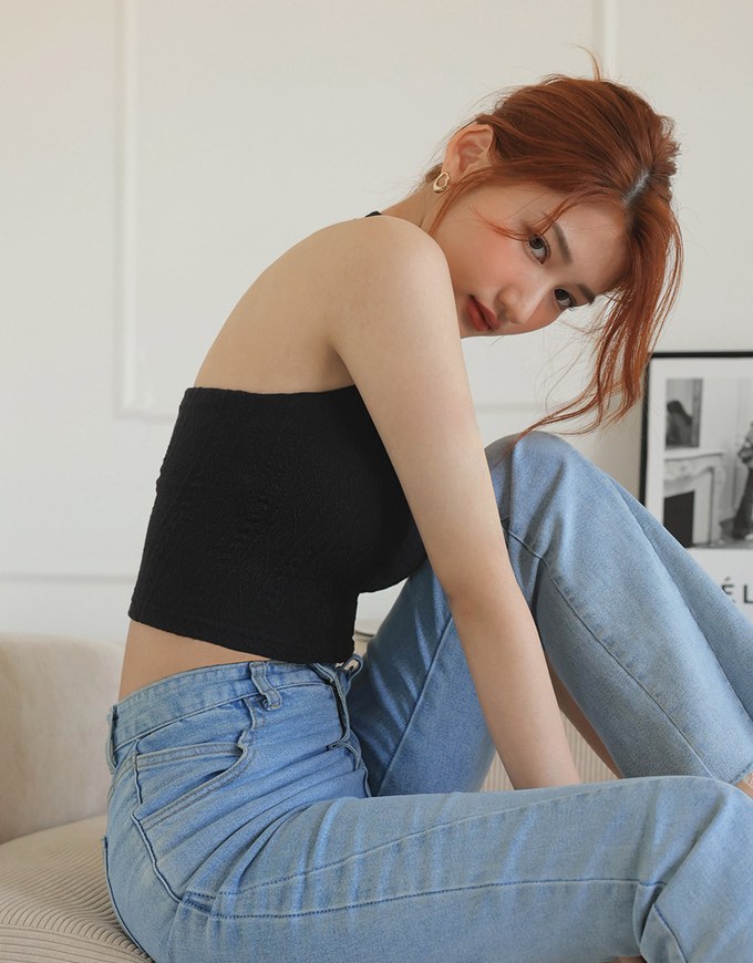 Halter Knit Low Back Vest Bra Top