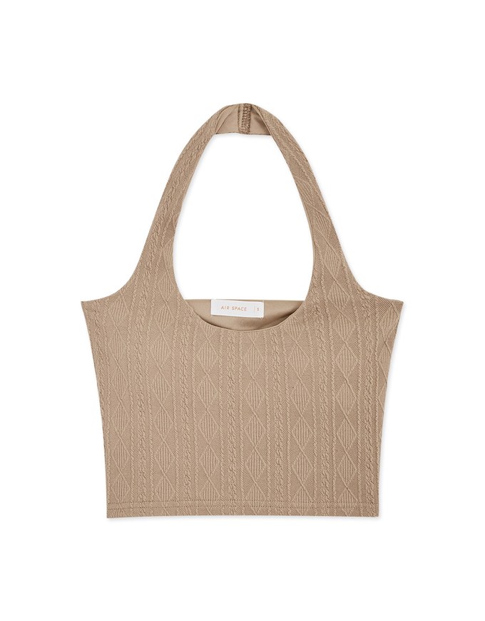 Halter Knit Low Back Vest Bra Top