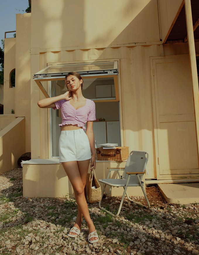 Sweetheart Neck Ruffled Hem Crop Top