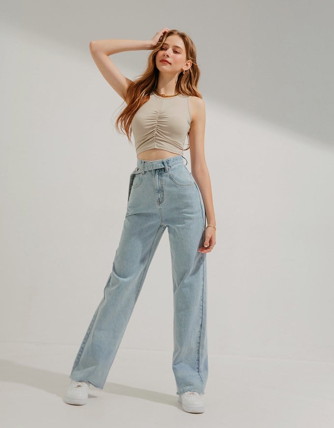 Smocked Cropped Tank Top