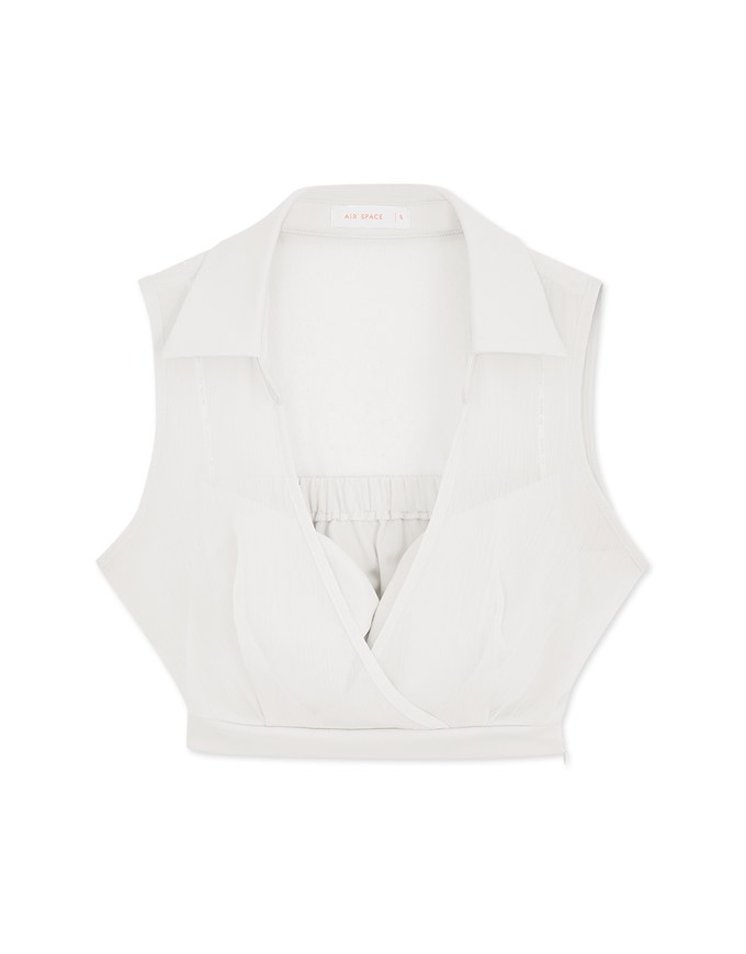 Open Collar Sheer Chiffon Vest (With Padding)