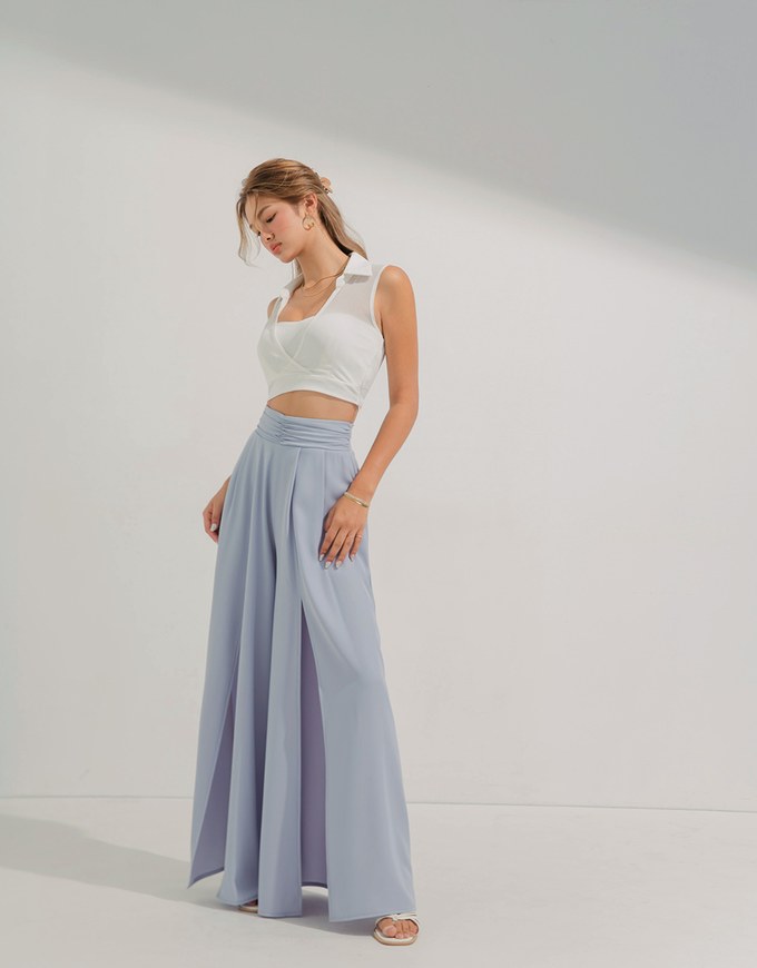 Open Collar Sheer Chiffon Vest (With Padding)