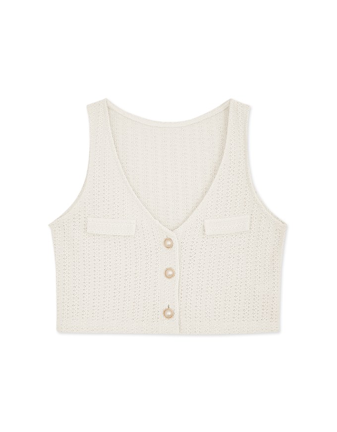 Beaded Knit Crop Tank Top