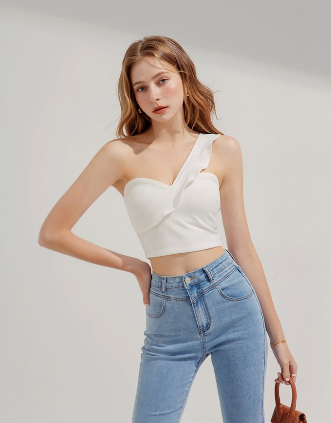 One Shoulder Cami Top (With Padding)