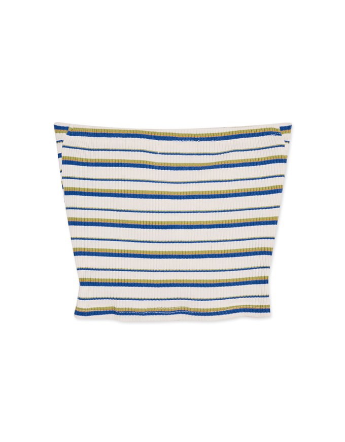 Striped Knotted Bra Padded Tube Top (With Padding)