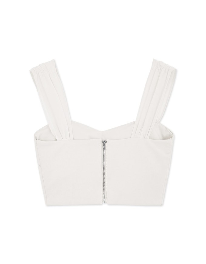 Sheer Strap Pearl Buckle Tank Top (With Padding)