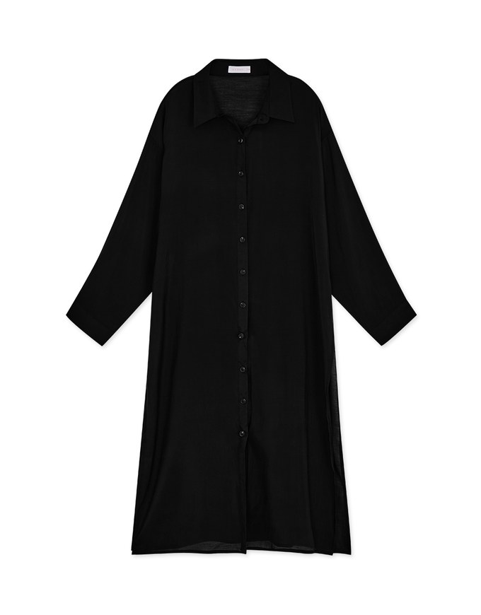 【Beach Cover】Sheer Long Bikini Cover Up Blouse Shirt