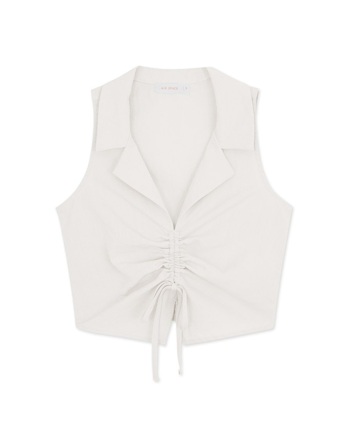 Lapel Drawstring Tank Top