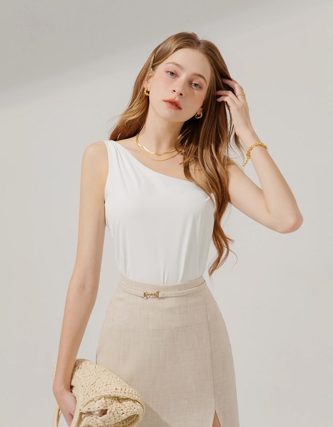 One-Shoulder Chiffon Top