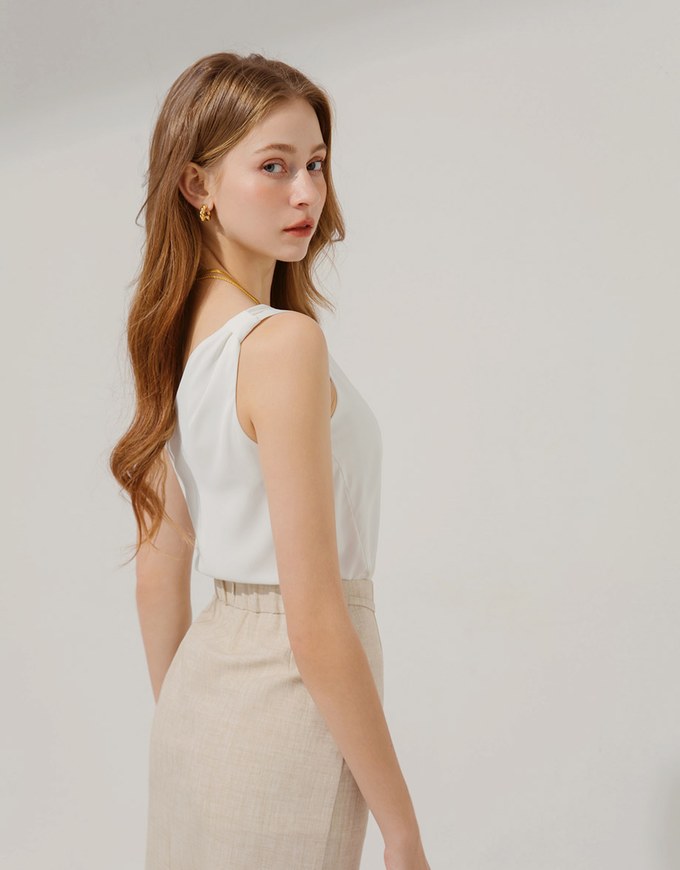 One-Shoulder Chiffon Top