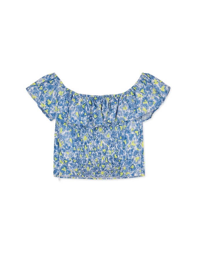 2WAY Flat Lotus Leaf Floral Top (With Padding)