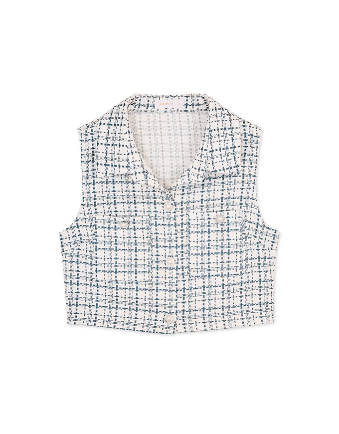 Chic Bead Button Tweed Vest