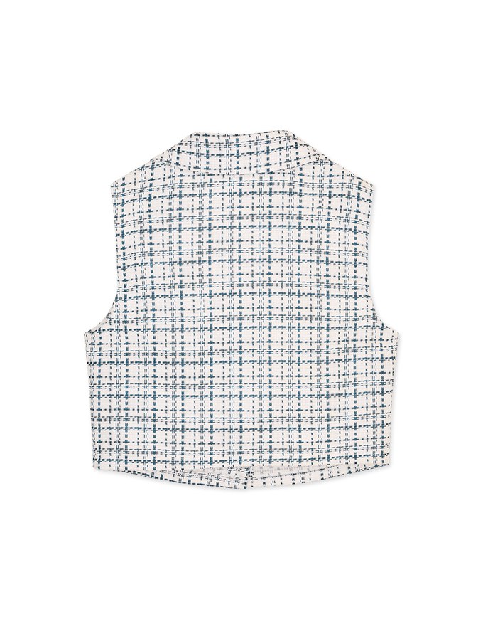 Chic Bead Button Tweed Vest