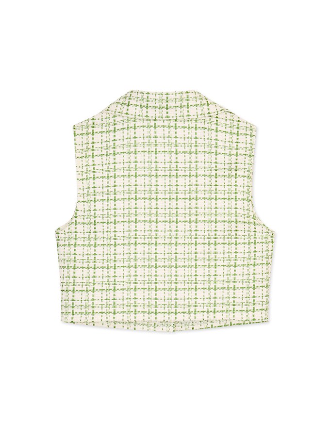 Chic Bead Button Tweed Vest