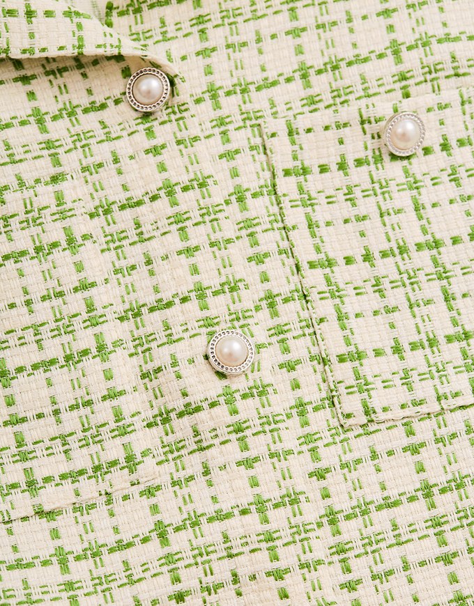 Chic Bead Button Tweed Vest