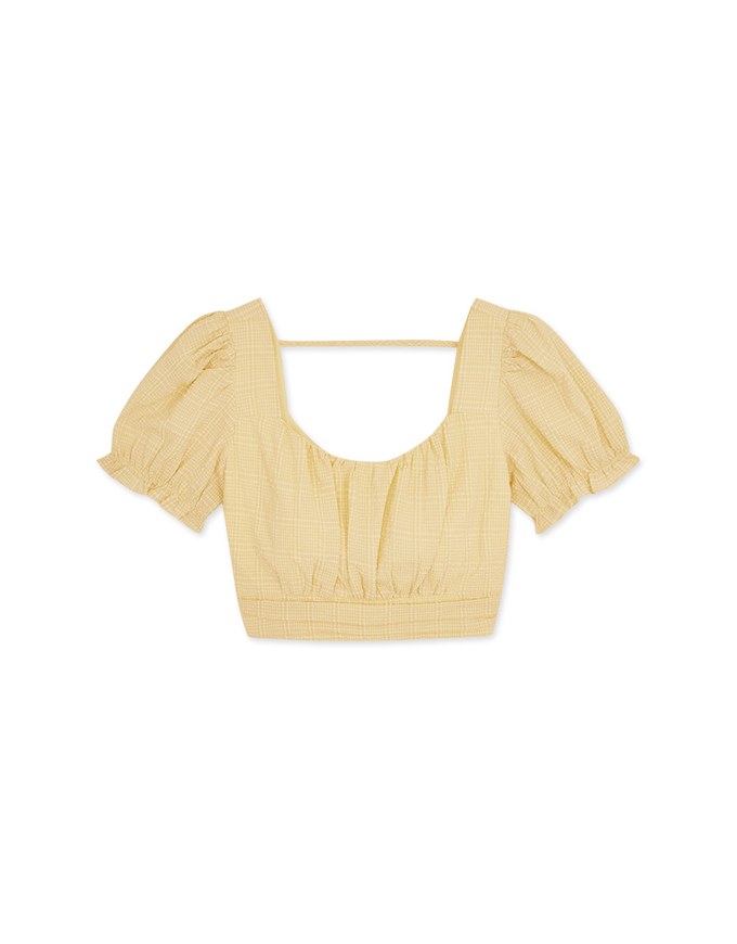 Seersucker Pleated Sleeve Top