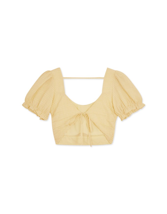 Seersucker Pleated Sleeve Top