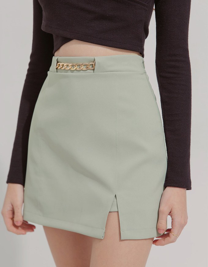 Trendy Gold Chain A-Line Skorts