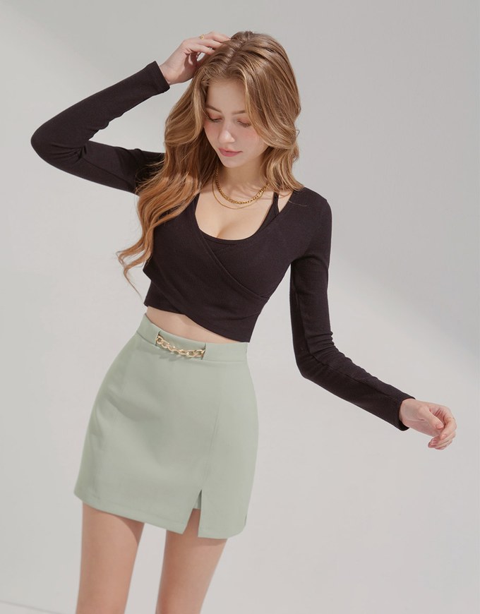 Trendy Gold Chain A-Line Skorts