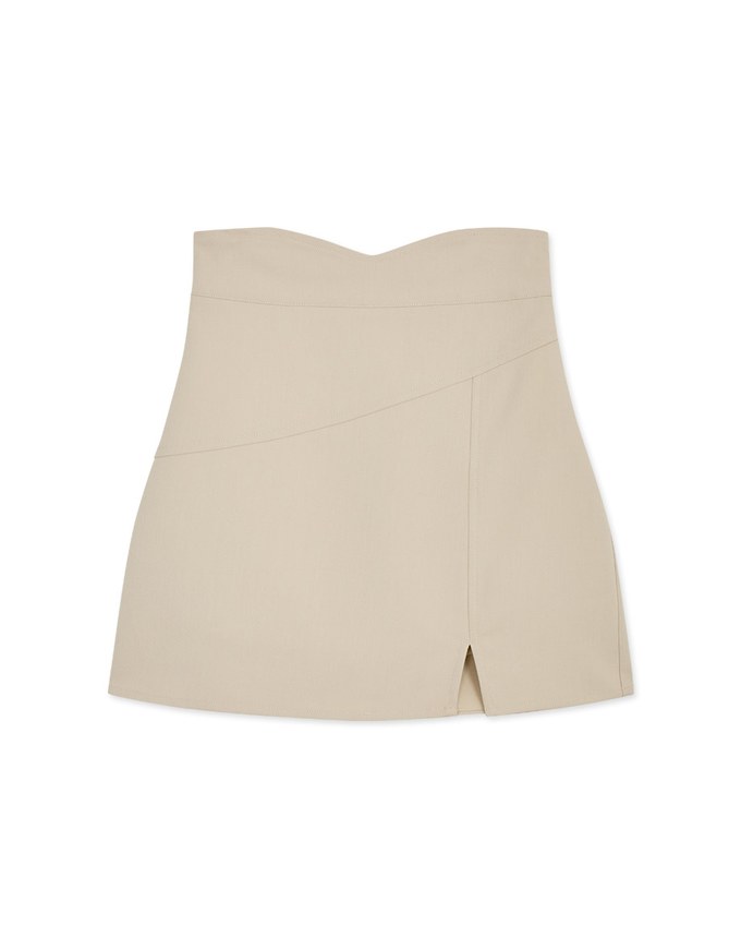 High Waisted Slit Slanted Skirt
