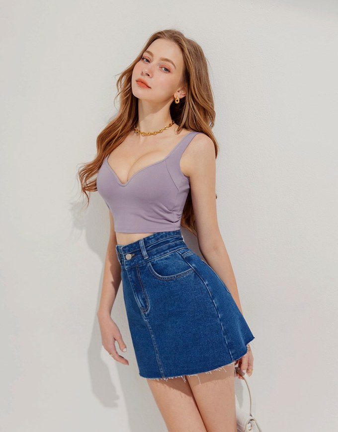 High WaistedDenim Jeans Skirt