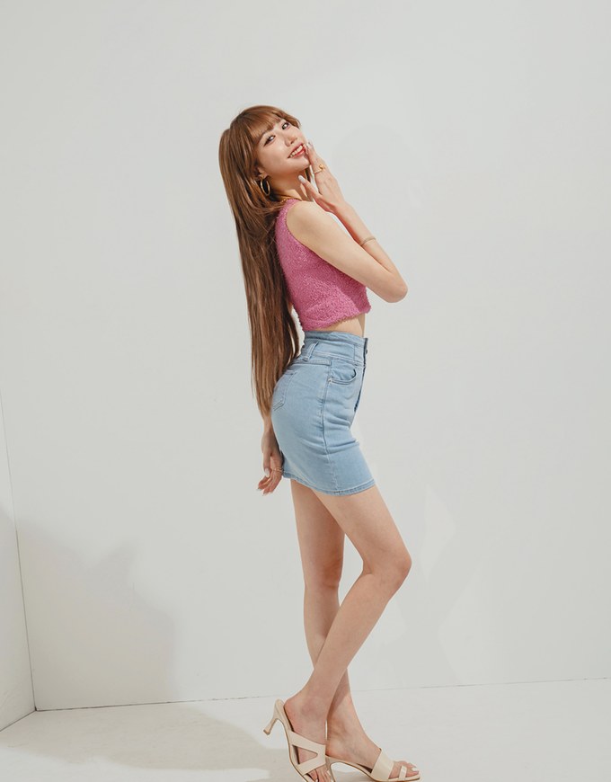 【Den!m LITE】Cooling Denim SKIRT No Filter Slimming Denim Jeans Skirt