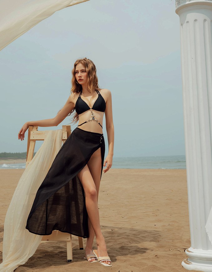 【Beach Cover】Slit Chiffon Bikini Cover Up Skirt