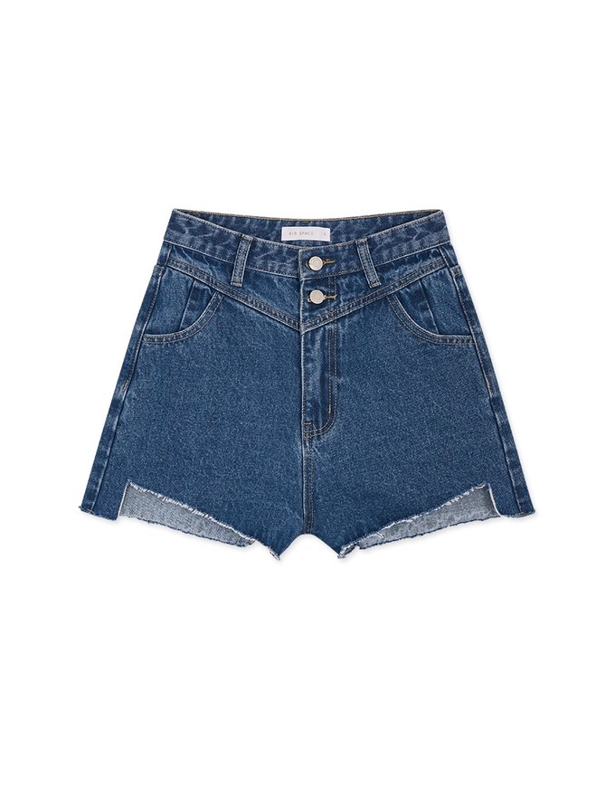 Asymmetric Denim Jeans Shorts
