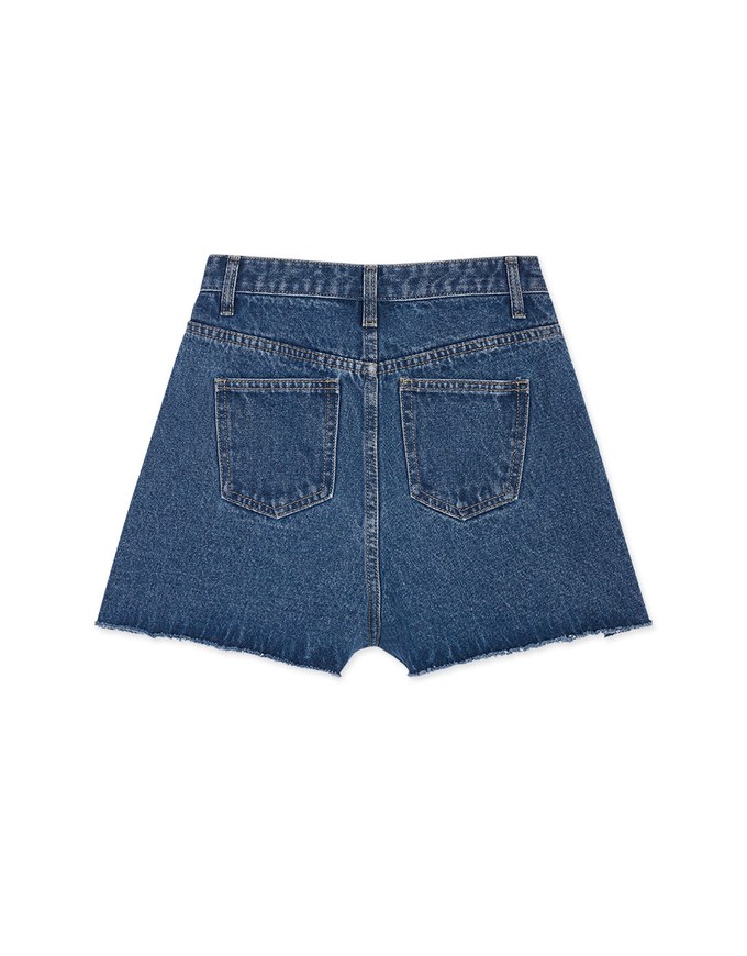 Asymmetric Denim Jeans Shorts
