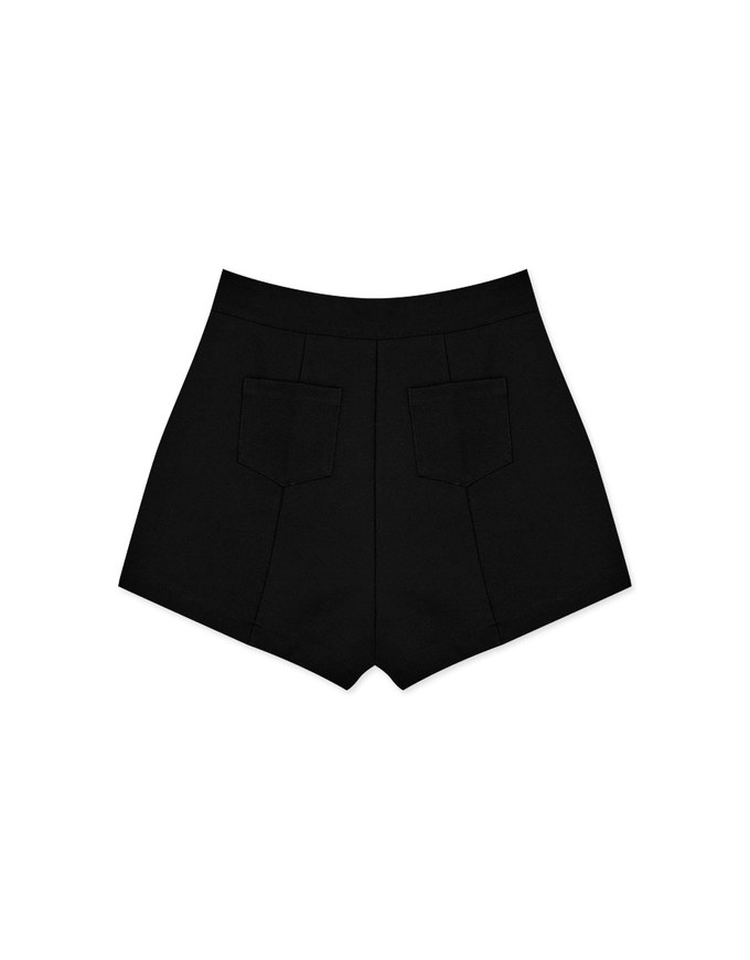 High Waisted Plain Elastic Shorts