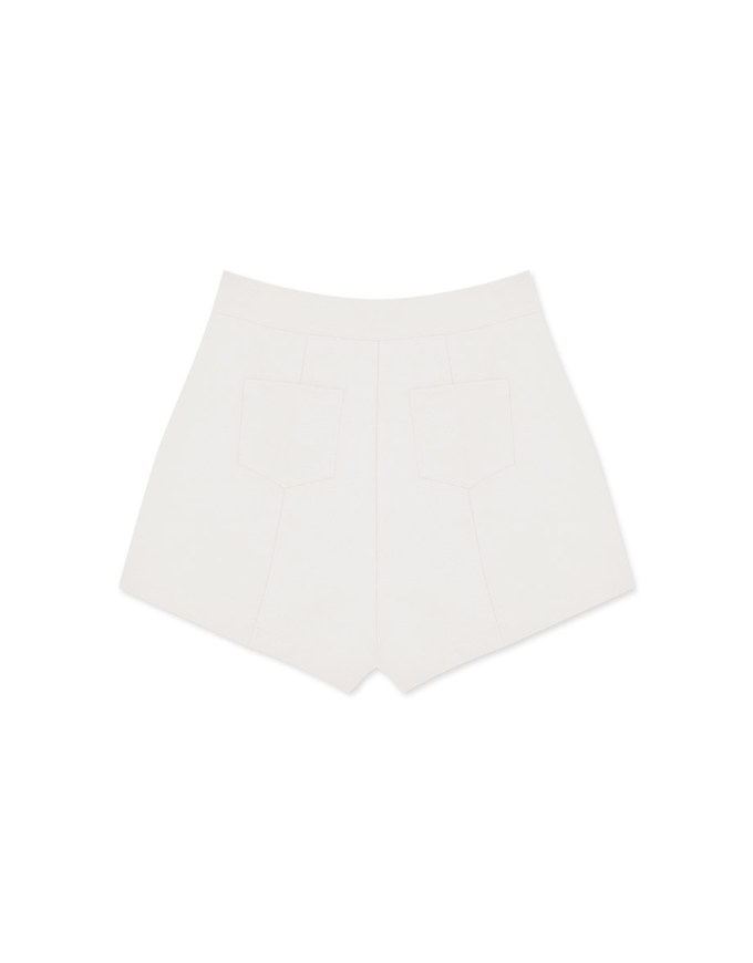 High Waisted Plain Elastic Shorts