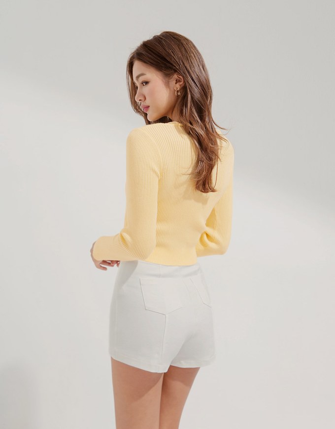 High Waisted Plain Elastic Shorts